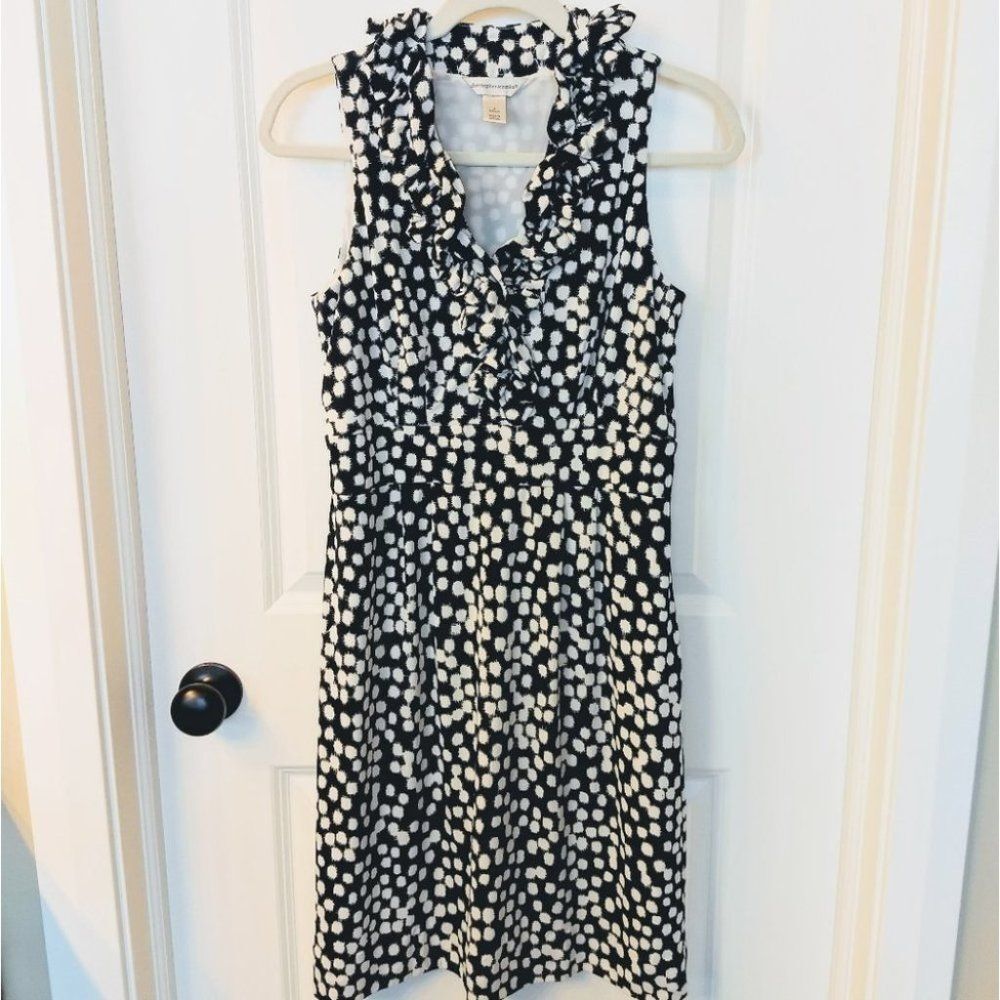 Christoper & Banks Navy and White Polka Dot Dress Size 4 Average